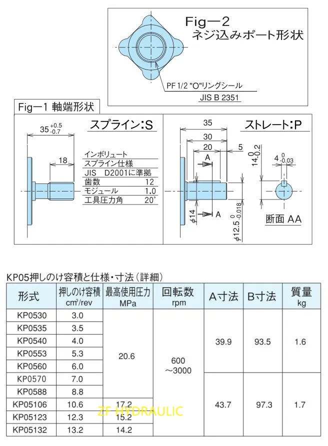 KYP KP05 series gear pump KP0560CPSS